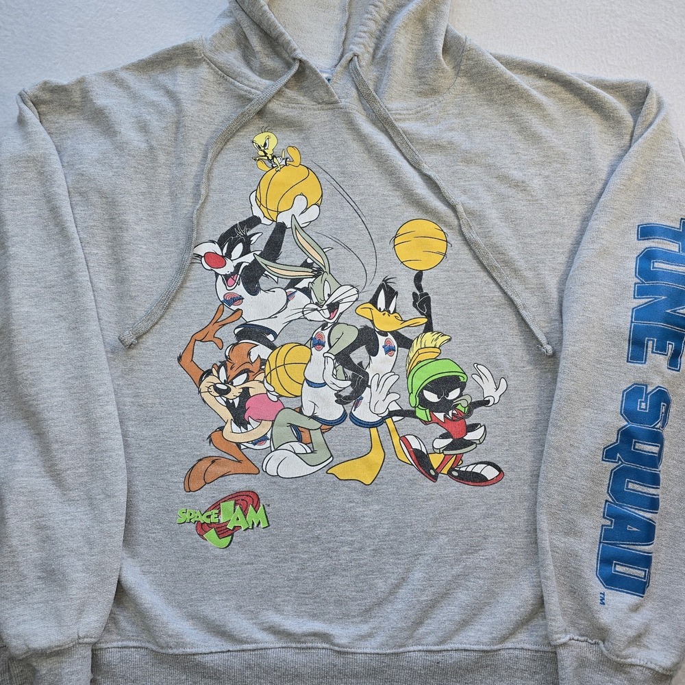 Space Jam Tune Squad Hoodie XL Grey Looney Tunes Jerry Leigh Movie Graphic Y2K..